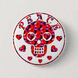 Friedensherz-Schädel Button