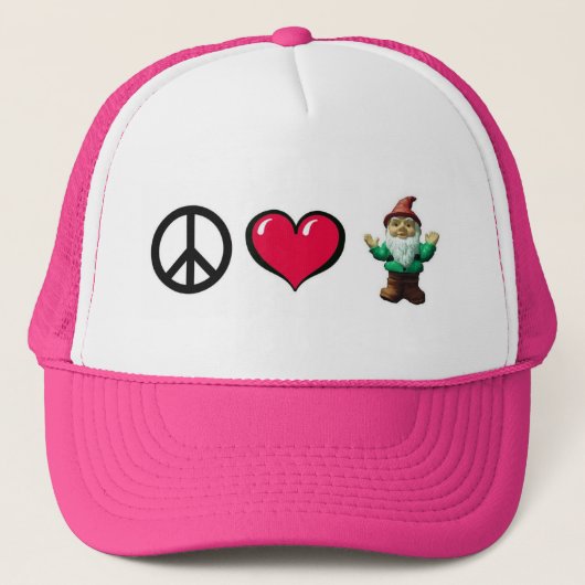 Friedensherzgnome-Kappe Truckerkappe (Vorderseite)