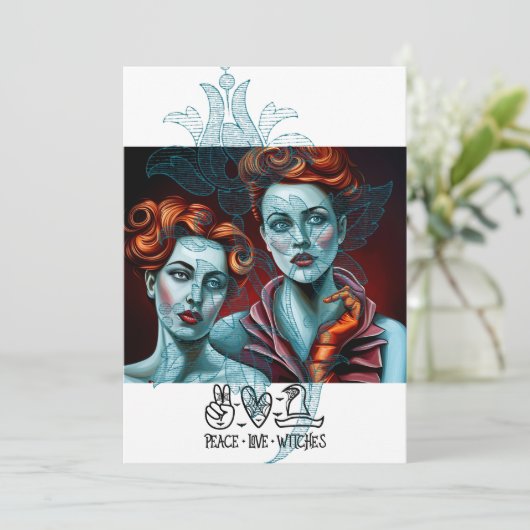 FriedensHexen für Liebe Einladung (Stehend Vorderseite)