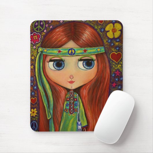 Friedenshippie-Puppen-Mausunterlage Mousepad (Mit Mouse)