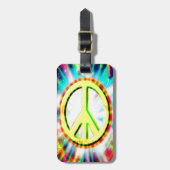 FRIEDENSign Gelb farbiges Glück und Spaß Gepäckanhänger (Vorderseite vertikal)