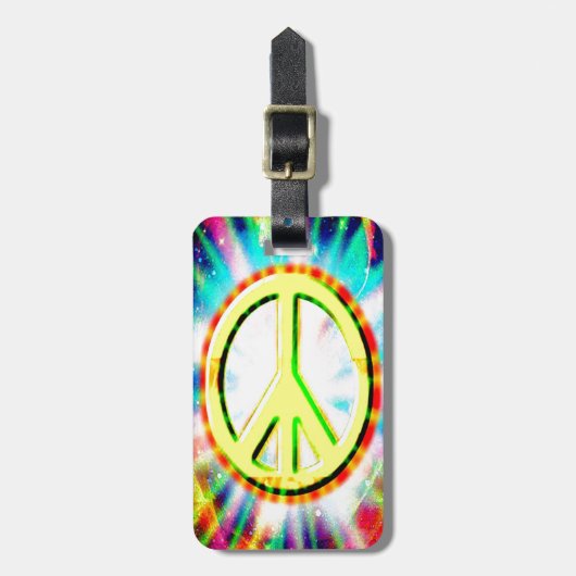 FRIEDENSign Gelb farbiges Glück und Spaß Gepäckanhänger (Vorderseite vertikal)