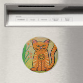 Friedenskatze mit Blume Magnet (In Situ (Geschirrspüler))