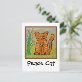 Friedenskatze mit Blume Postkarte (Stehend Vorderseite)