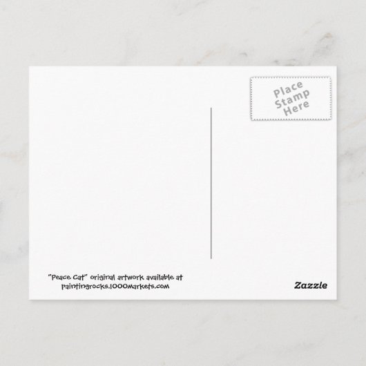 Friedenskatze mit Blume Postkarte (Rückseite)