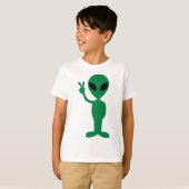 Friedenskleine grüner Mann-alien-Silhouette T-Shirt (Vorne ganz)
