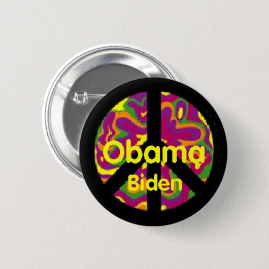 Friedensknopf Obama Biden Button (Vorne & Hinten)