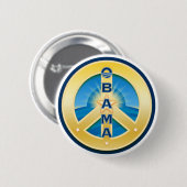 Friedensknopf Obama Goldstar, rund auf Weiß Button (Vorne & Hinten)