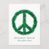 Friedenskranz mit Urlaubslicht Feiertagspostkarte (Vorderseite)