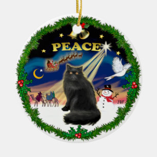 Friedenskranz - schwarze Perserkatze Keramik Ornament
