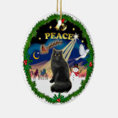 Friedenskranz - Schwarzpersische Katze Keramik Ornament (Rechts)