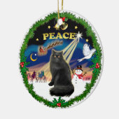 Friedenskranz - Schwarzpersische Katze Keramik Ornament (Links)