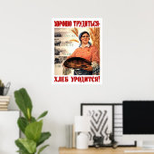 Friedensland und Brot, Frau, sowjetische Propagand Poster (Heimbüro)