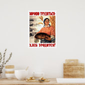Friedensland und Brot, Frau, sowjetische Propagand Poster (Küche)