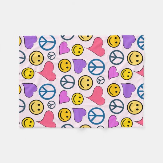Friedensläufe Liebe Laugh Pattern Fleecedecke (Vorderseite (Horizontal))