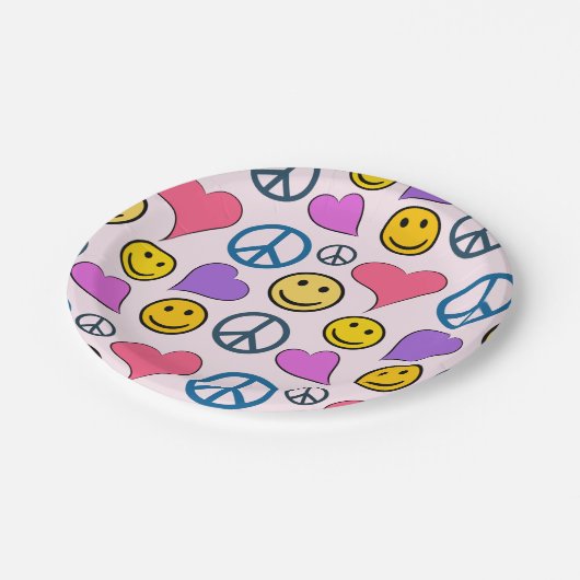 Friedensläufe Liebe Laugh Pattern Pappteller (Schrägansicht)