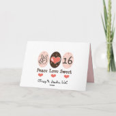 FriedensLiebe-16. Geburtstag-Geburtstags-Karte Karte (Rückseite)