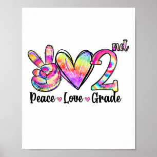 Friedensliebe 2. Klasse Tie-Dye Zurück zur Schule Poster