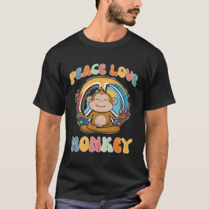 Friedensliebe Affe Hippie Yoga Primaten Meditatio T-Shirt