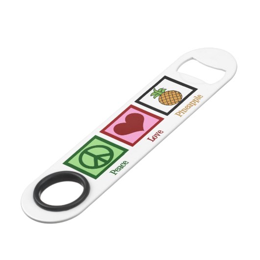 FriedensLiebe-Ananas Speed Flaschenöffner (Vorderseite Schrägansicht)