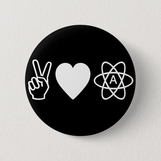 FriedensLiebe-Atheismus Button (Vorderseite)