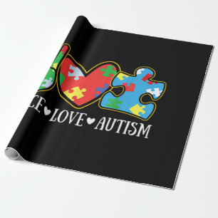 Friedensliebe Autismus Puzzle Band Autismus-Bewuss Geschenkpapier