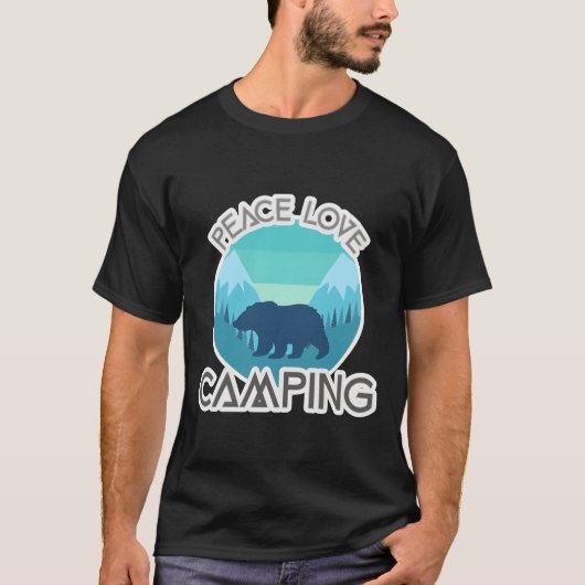 Friedensliebe Bär Camping Mädchen T-Shirt (Vorderseite)