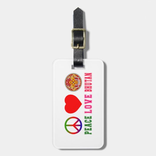 FriedensLiebe Bhutan Gepäckanhänger (Vorderseite vertikal)