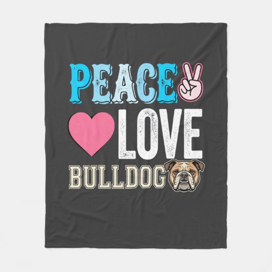 Friedensliebe Bulldogge Vektor Fleecedecke (Vorderseite)