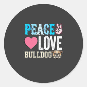 Friedensliebe Bulldogge Vektor Runder Aufkleber
