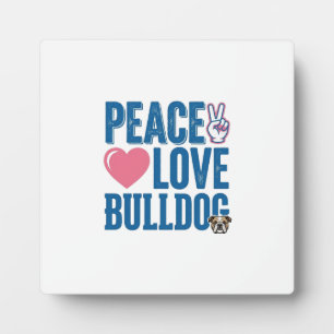 Friedensliebe Bulldogge Vintage Hundeshirt Design Fotoplatte