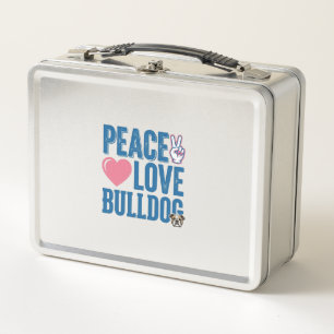 Friedensliebe Bulldogge Vintage Hundeshirt Design Metall Brotdose