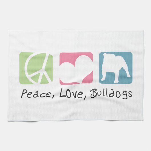 FriedensLiebe-Bulldoggen Geschirrtuch (Horizontal)