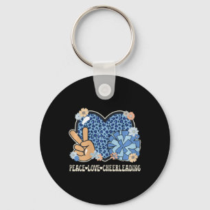 Friedensliebe Cheerleading Liebhaber Leoparden-Dru Schlüsselanhänger