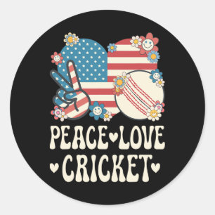 Friedensliebe Cricket Liebhaber Amerikanische Flag Runder Aufkleber