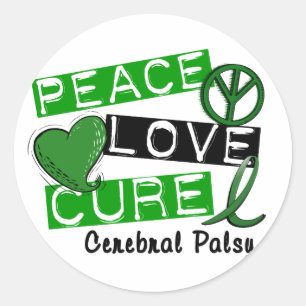 FRIEDENSLIEBE CURE ZEREBRAL PALSY T - Shirt & Gesc Runder Aufkleber