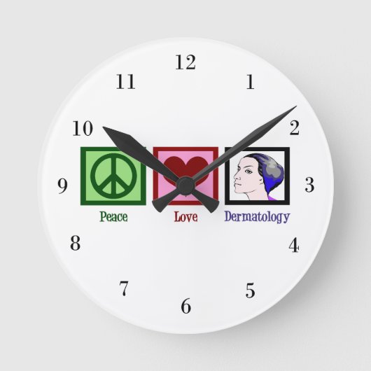 FriedensLiebe-Dermatologie Runde Wanduhr (Vorderseite)