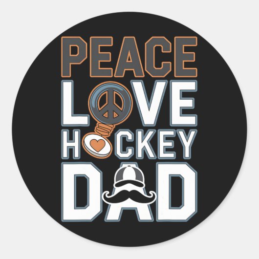 Friedensliebe Eishockey Papa Lustiges T-Shirt Runder Aufkleber (Vorderseite)