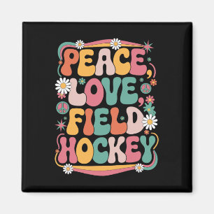 Friedensliebe Feldhockey 70er Hippie Retro Feldhoc Magnet