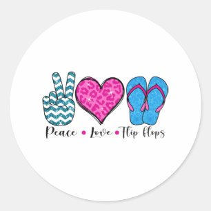 Friedensliebe Flip Flops Cooles T Shirt Runder Aufkleber