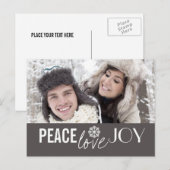 FriedensLiebe-Freude-graue Feiertagspostkarte (Vorne/Hinten)