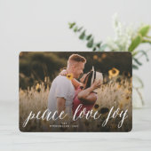 FriedensLiebe-Freude-Skript-moderne Feiertagskarte (Stehend Vorderseite)