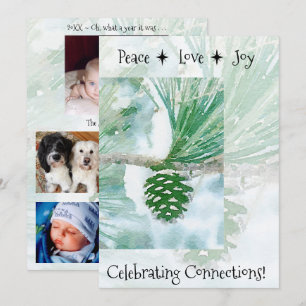 Friedensliebe Freude Winter Tannenzapfen Flaches F Feiertagskarte