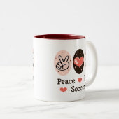 FriedensLiebe-Fußball-Tasse Zweifarbige Tasse (VorderseiteRechts)