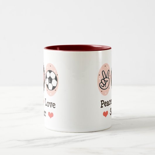 FriedensLiebe-Fußball-Tasse Zweifarbige Tasse (Mittel)