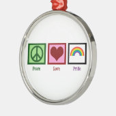 FriedensLiebe-Gay Pride Silbernes Ornament (Links)