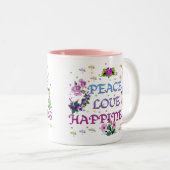 FriedensLiebe-Glück Zweifarbige Tasse (VorderseiteRechts)