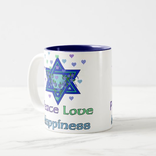 FriedensLiebe-Glück Zweifarbige Tasse (Vorderseite Links)