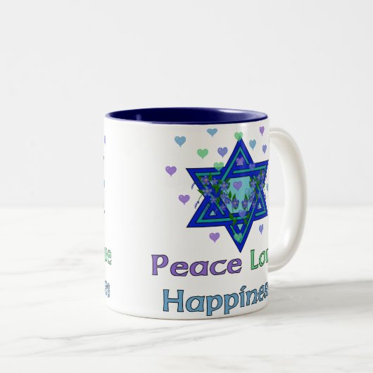 FriedensLiebe-Glück Zweifarbige Tasse (VorderseiteRechts)