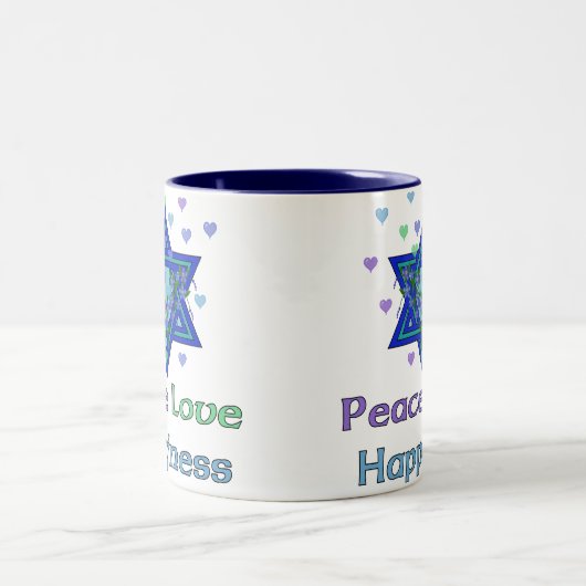 FriedensLiebe-Glück Zweifarbige Tasse (Mittel)